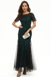 Leaves Sequins Mother Of The Bride Dress with Short Sleeves