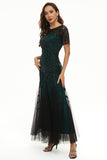 Leaves Sequins Mother Of The Bride Dress with Short Sleeves