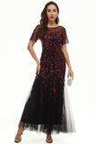 Leaves Sequins Mother Of The Bride Dress with Short Sleeves