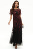 Load image into Gallery viewer, Leaves Sequins Mother Of The Bride Dress with Short Sleeves