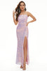 Load image into Gallery viewer, Sequins Spaghetti Straps Long Prom Dress with Slit