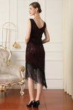 Black Sequin 1920s Flapper Dress with Fringes