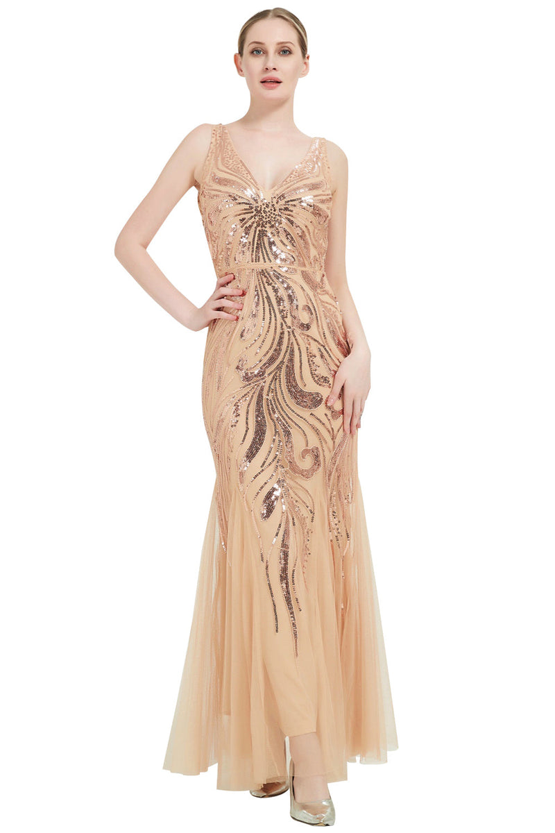 Load image into Gallery viewer, Sequins Tulle Sleeveless Mother of The Bride Dress