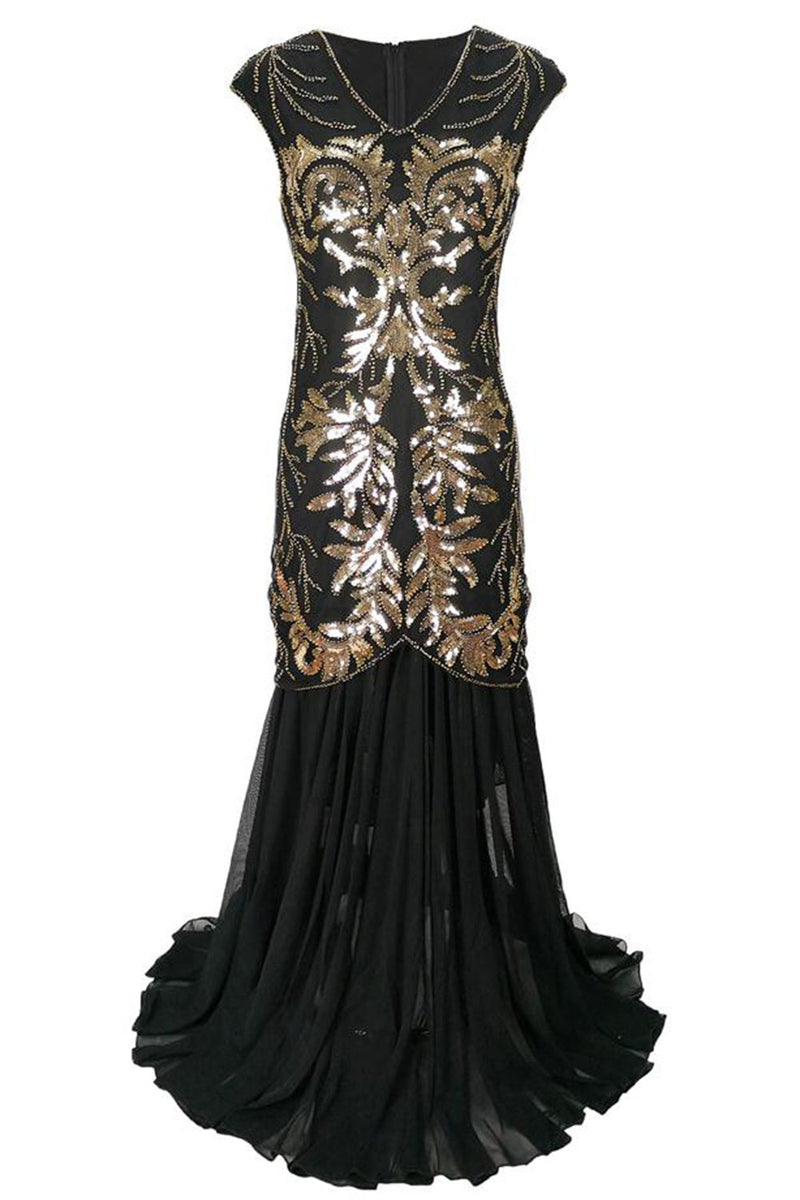 Load image into Gallery viewer, Long Sequin 1920s Gatsby Dress
