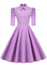 Load image into Gallery viewer, Doll Collar Purple Retro Dress with Half Sleeves
