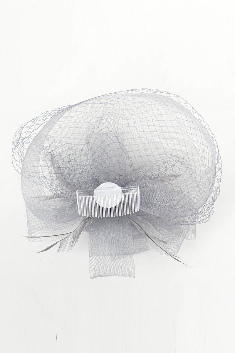 Load image into Gallery viewer, Grey Feather Hat Headpiece