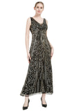 Sequin V-neck Midi 1920s Flapper Dress