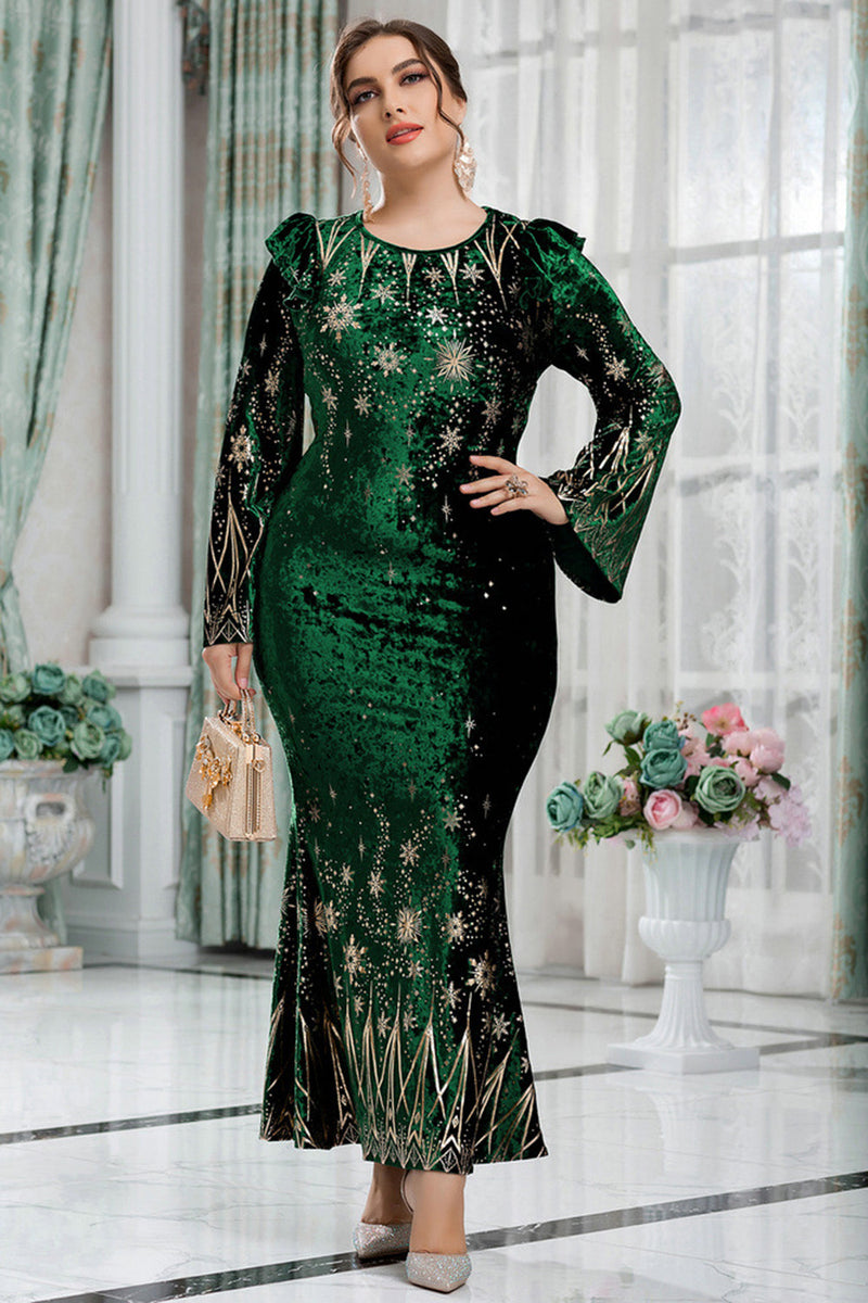 Load image into Gallery viewer, Plus Size Sparkly Velvet Mother of the Bride Dress