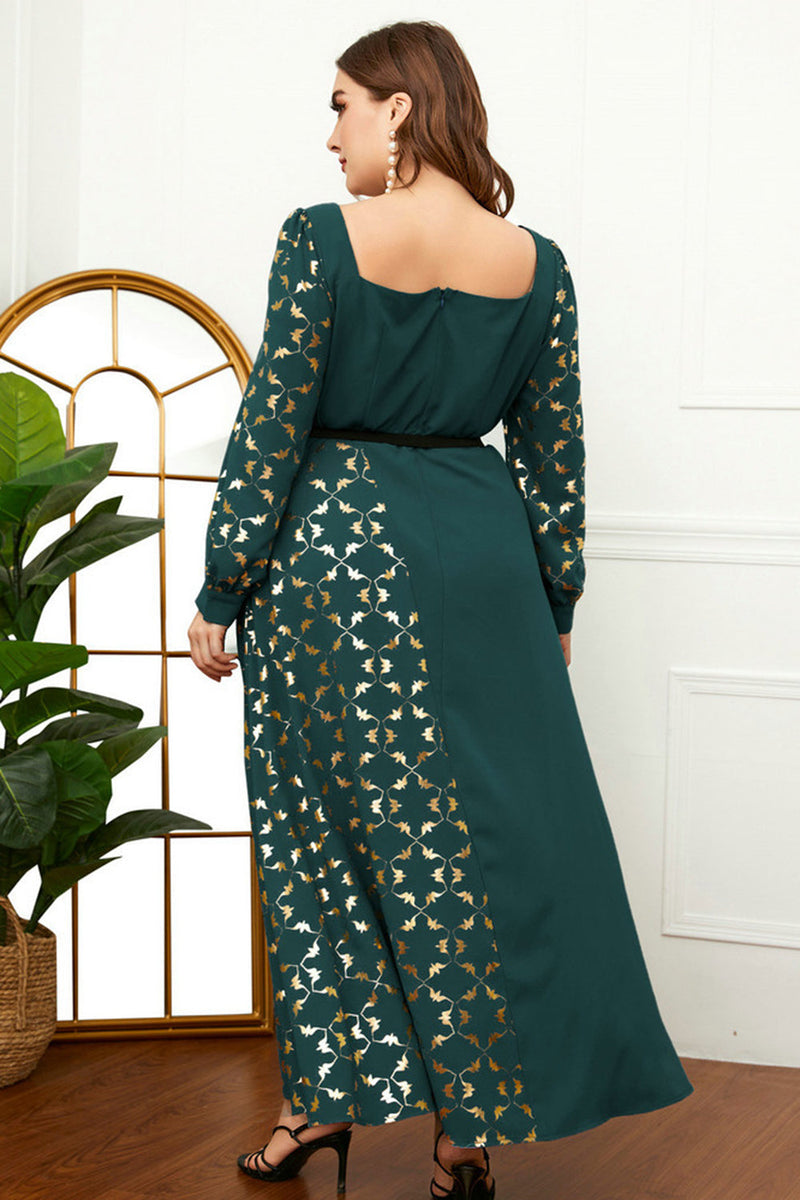 Load image into Gallery viewer, Plus Size Dark Green Printed Mother of the Bride Dress
