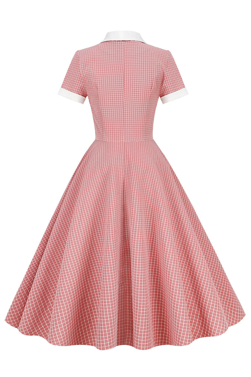 Load image into Gallery viewer, A Line V Neck Blush Vintage Dress with Button