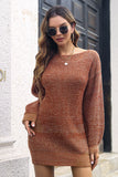 Coffee Mini Knitted Sweater Dress (The belt is not included)