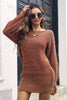 Load image into Gallery viewer, Coffee Mini Knitted Sweater Dress (The belt is not included)