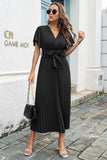 Black V-Neck Batwing Sleeves Casual Dress With Sash