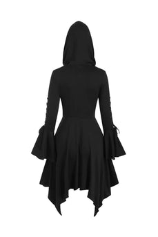 Black Long Sleeves Lace-up Halloween Dress