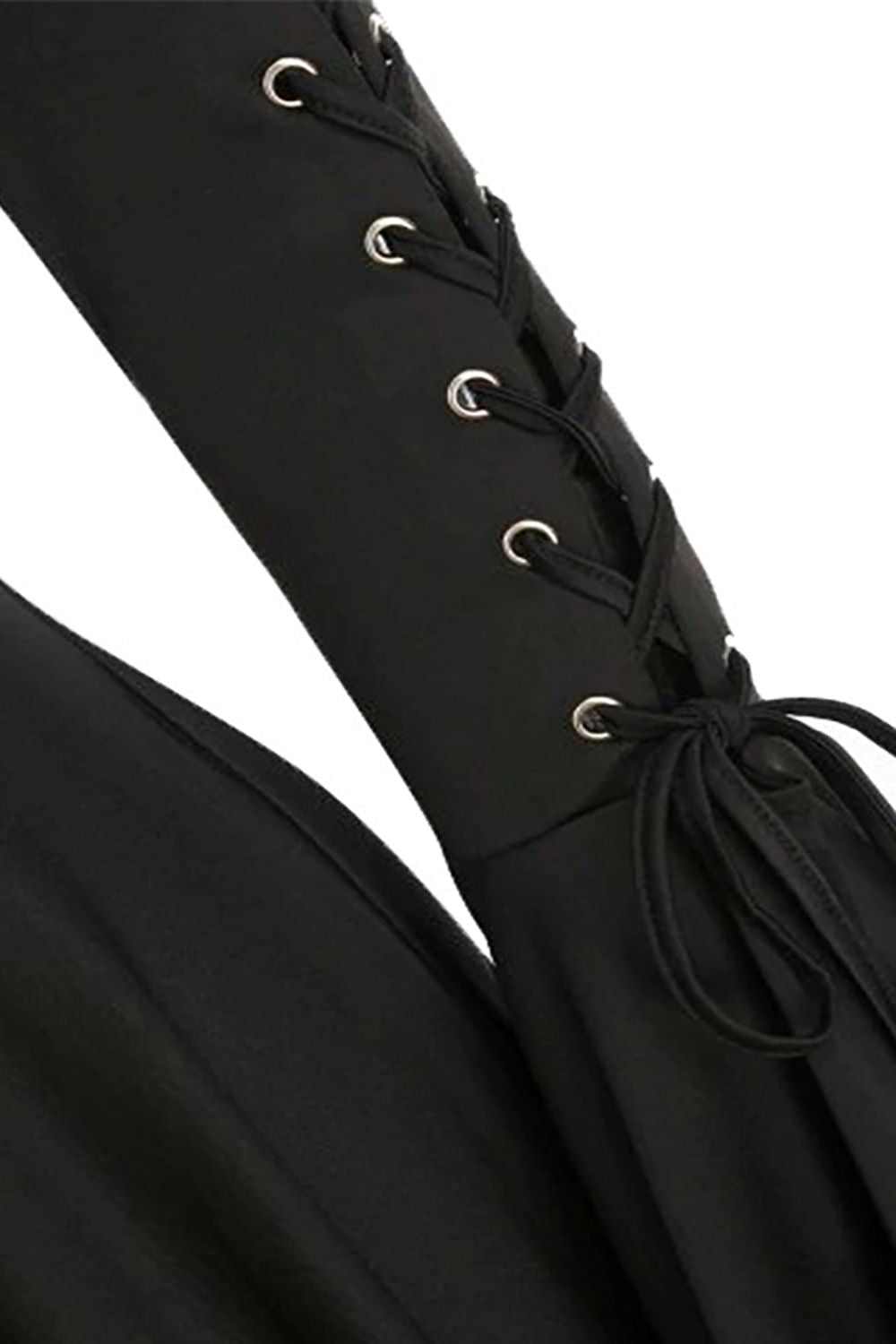Black Long Sleeves Lace-up Halloween Dress