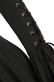 Black Long Sleeves Lace-up Halloween Dress