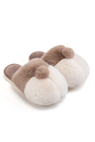 White Coffee Color Block Slippers