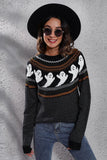 Halloween Ghost Long Sleeve Knitted Sweater