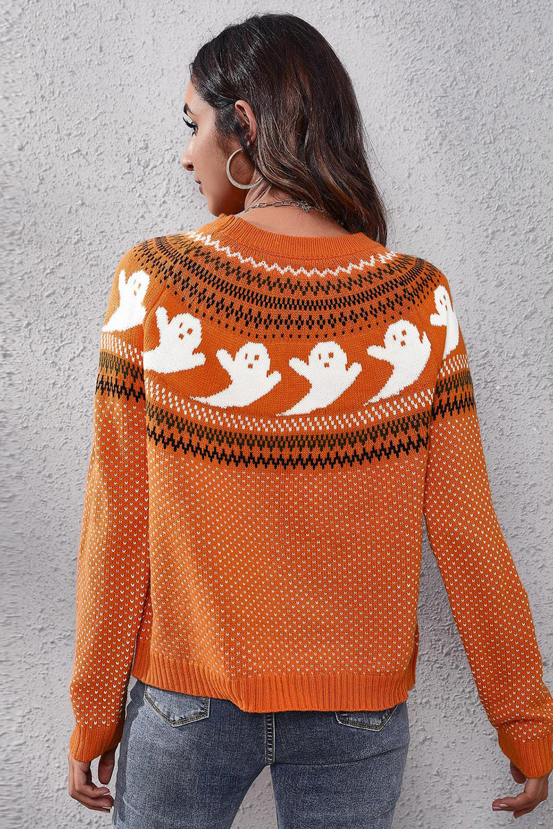 Load image into Gallery viewer, Halloween Ghost Long Sleeve Knitted Sweater
