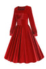 Load image into Gallery viewer, Red Velvet Midi A-line Vintage Dress