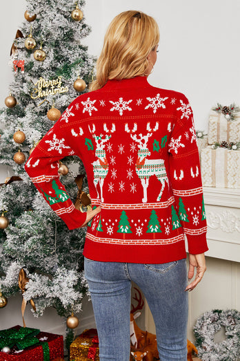 Long Sleeve Fawn Jacquard Christmas Sweater