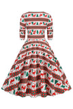 Green Christmas V-Neck Vintage Dress