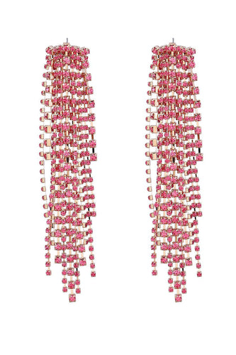 Fuchsia Beaded Prom Earrings