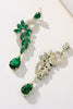 Load image into Gallery viewer, Green Rhinestone Beaded Prom Earrings