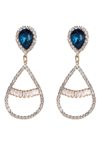 Royal Blue Beaded Prom Earrings