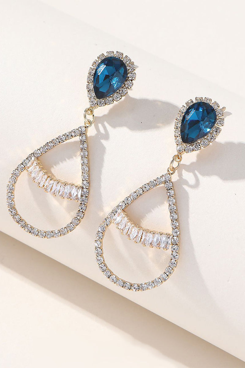 Load image into Gallery viewer, Royal Blue Beaded Prom Earrings