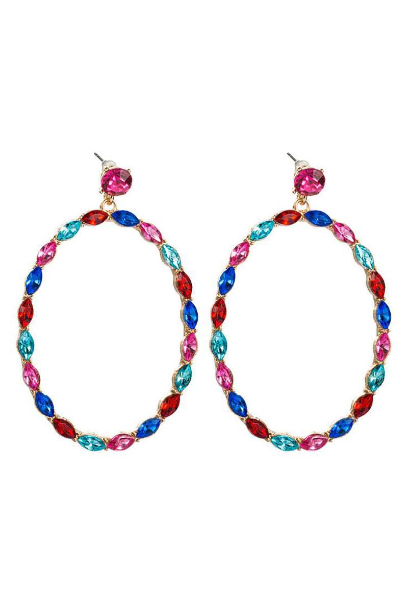 Load image into Gallery viewer, Colorful Rhinestone Loop Earrings