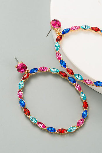 Colorful Rhinestone Loop Earrings