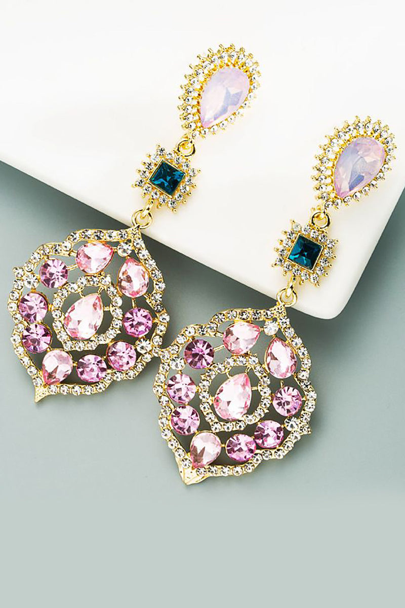 Load image into Gallery viewer, Light Purple Rhinestones Beaded Earrings