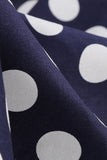 Hepburn Style Polka Dots Blue 1950s Dress