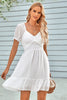 Load image into Gallery viewer, White Short Sleeves V Neck Graduation Dress