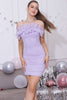 Load image into Gallery viewer, Lavender Strapless Cocktail Dress with Ruffles
