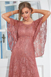 Black Batwing Sleeves Lace Wedding Guest Dress
