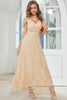 Load image into Gallery viewer, Light Khaki Long Lace Wedding Guest Dress