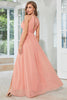 Load image into Gallery viewer, Orange Chiffon Halter Bridesmaid Dress with Slit