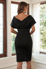 Load image into Gallery viewer, Black Bodycon Cocktail Dress with Belt