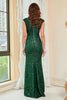 Load image into Gallery viewer, Dark Green Sequins Glitter Prom Dress
