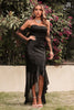 Load image into Gallery viewer, Sequins Black Off the Shoulder Prom Dress