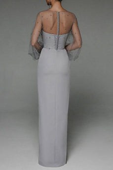 Grey Long Sleeves Party Dress with Beading