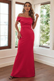 Off The Shoulder Red Sheath Long Formal Dress