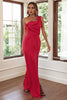 Load image into Gallery viewer, Red Sheath One Shoulder Prom Dress
