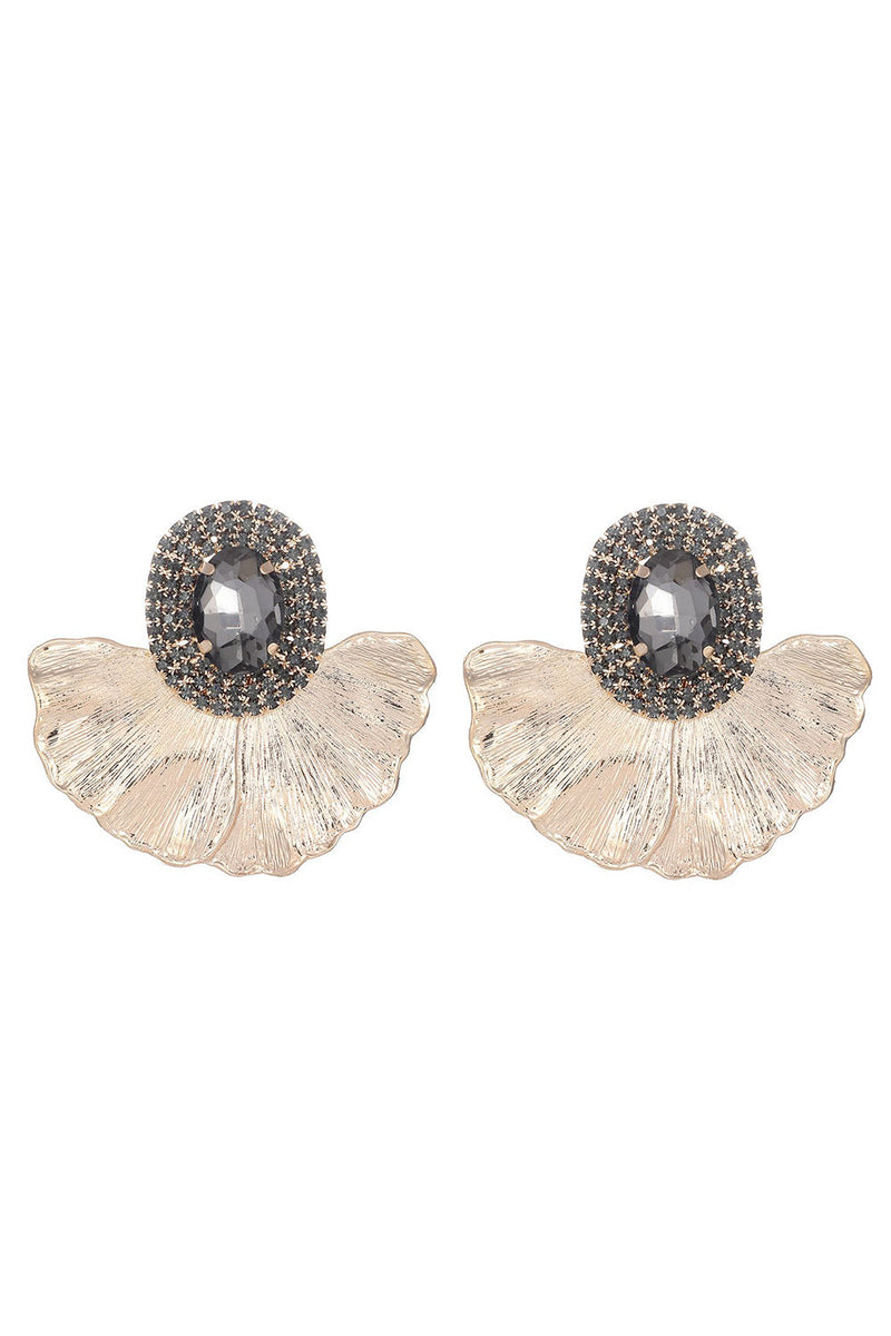 Load image into Gallery viewer, Oval Rhinestones Sparkly Floral Earrings
