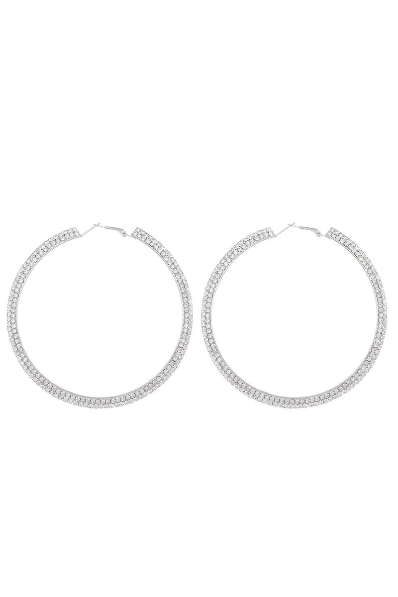 Load image into Gallery viewer, Silver Glitter Rhinestones Round Earrings