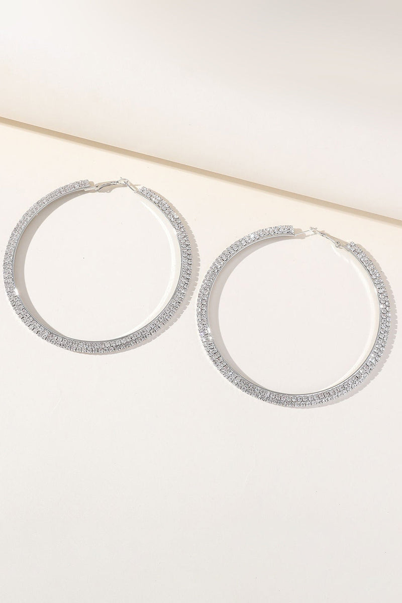 Load image into Gallery viewer, Silver Glitter Rhinestones Round Earrings