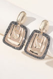 Square Golden Rhinestones Dangle Earrings