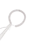 Sparkly Silver Long Crystal Collar Necklace